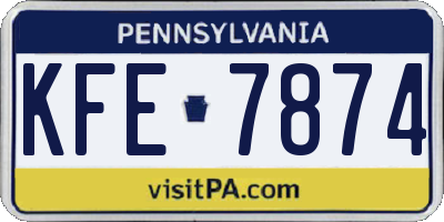 PA license plate KFE7874