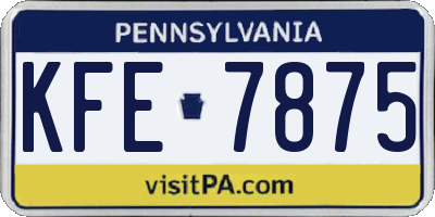 PA license plate KFE7875