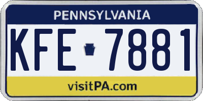 PA license plate KFE7881