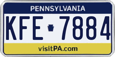 PA license plate KFE7884