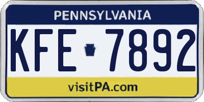 PA license plate KFE7892