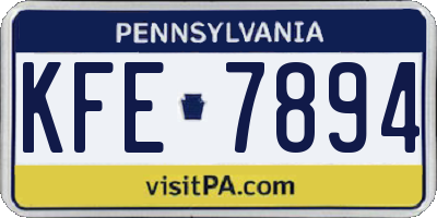PA license plate KFE7894
