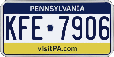 PA license plate KFE7906