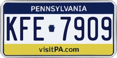 PA license plate KFE7909