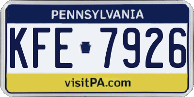 PA license plate KFE7926