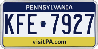 PA license plate KFE7927
