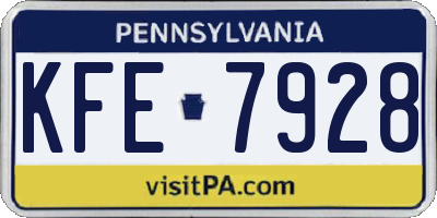 PA license plate KFE7928