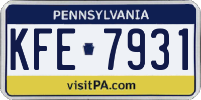 PA license plate KFE7931