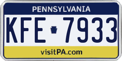 PA license plate KFE7933