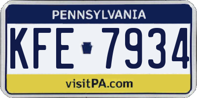 PA license plate KFE7934