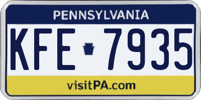 PA license plate KFE7935
