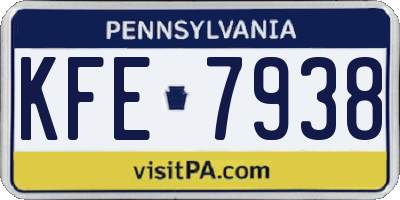 PA license plate KFE7938