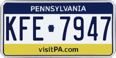 PA license plate KFE7947