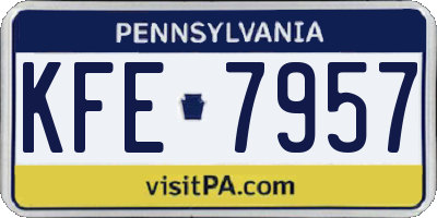 PA license plate KFE7957
