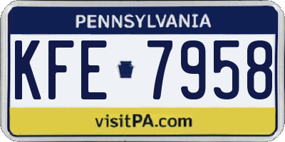 PA license plate KFE7958