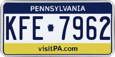 PA license plate KFE7962