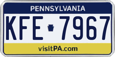 PA license plate KFE7967