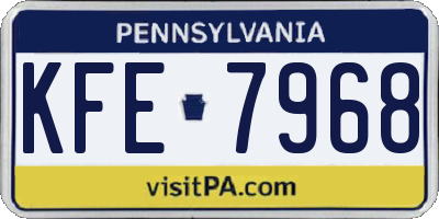 PA license plate KFE7968