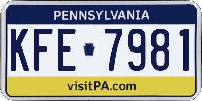 PA license plate KFE7981