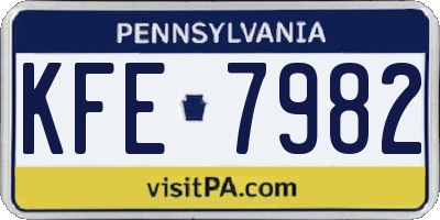 PA license plate KFE7982