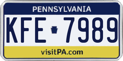 PA license plate KFE7989