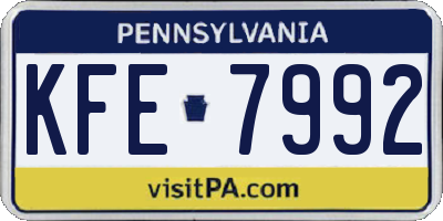 PA license plate KFE7992