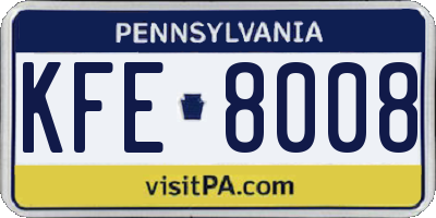 PA license plate KFE8008