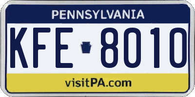 PA license plate KFE8010