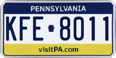 PA license plate KFE8011
