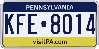 PA license plate KFE8014