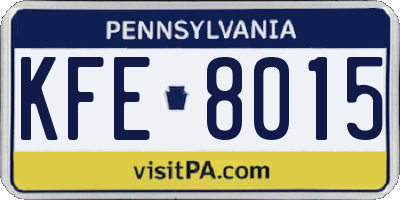 PA license plate KFE8015
