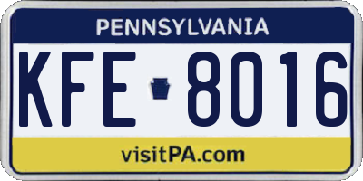 PA license plate KFE8016