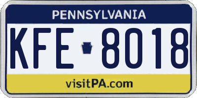 PA license plate KFE8018