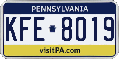 PA license plate KFE8019