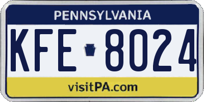 PA license plate KFE8024