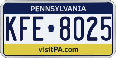PA license plate KFE8025