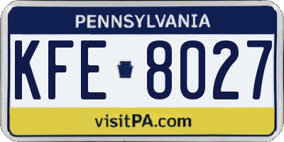 PA license plate KFE8027