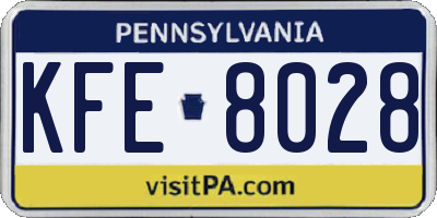 PA license plate KFE8028