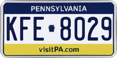 PA license plate KFE8029