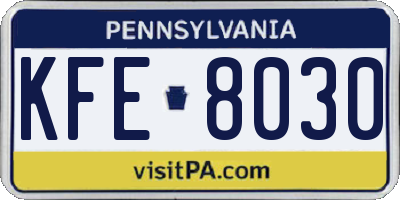 PA license plate KFE8030