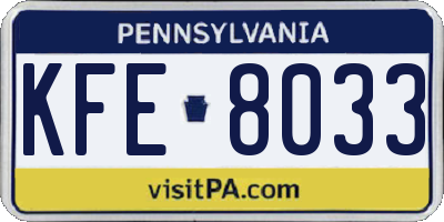 PA license plate KFE8033