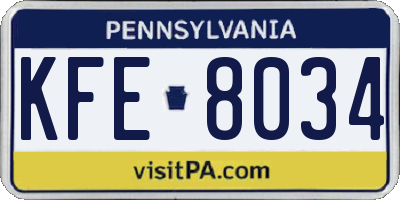 PA license plate KFE8034