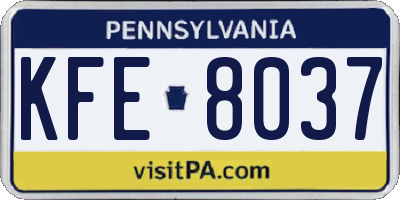 PA license plate KFE8037