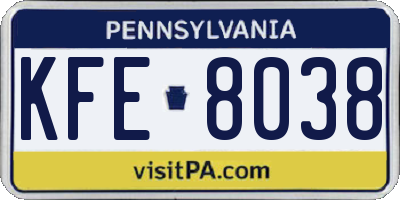 PA license plate KFE8038