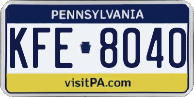 PA license plate KFE8040