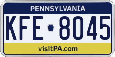 PA license plate KFE8045