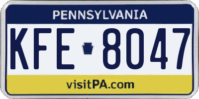 PA license plate KFE8047