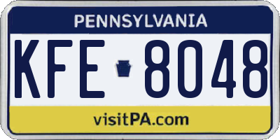 PA license plate KFE8048