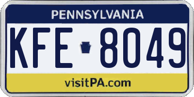 PA license plate KFE8049