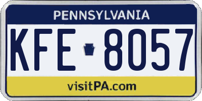 PA license plate KFE8057